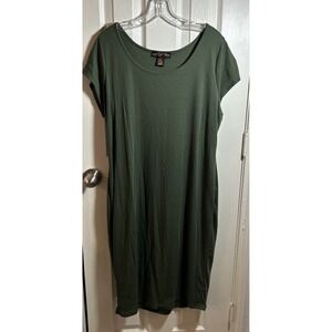 Coco Shay Womens XL Ribbed Green  Short Sleeve Dress